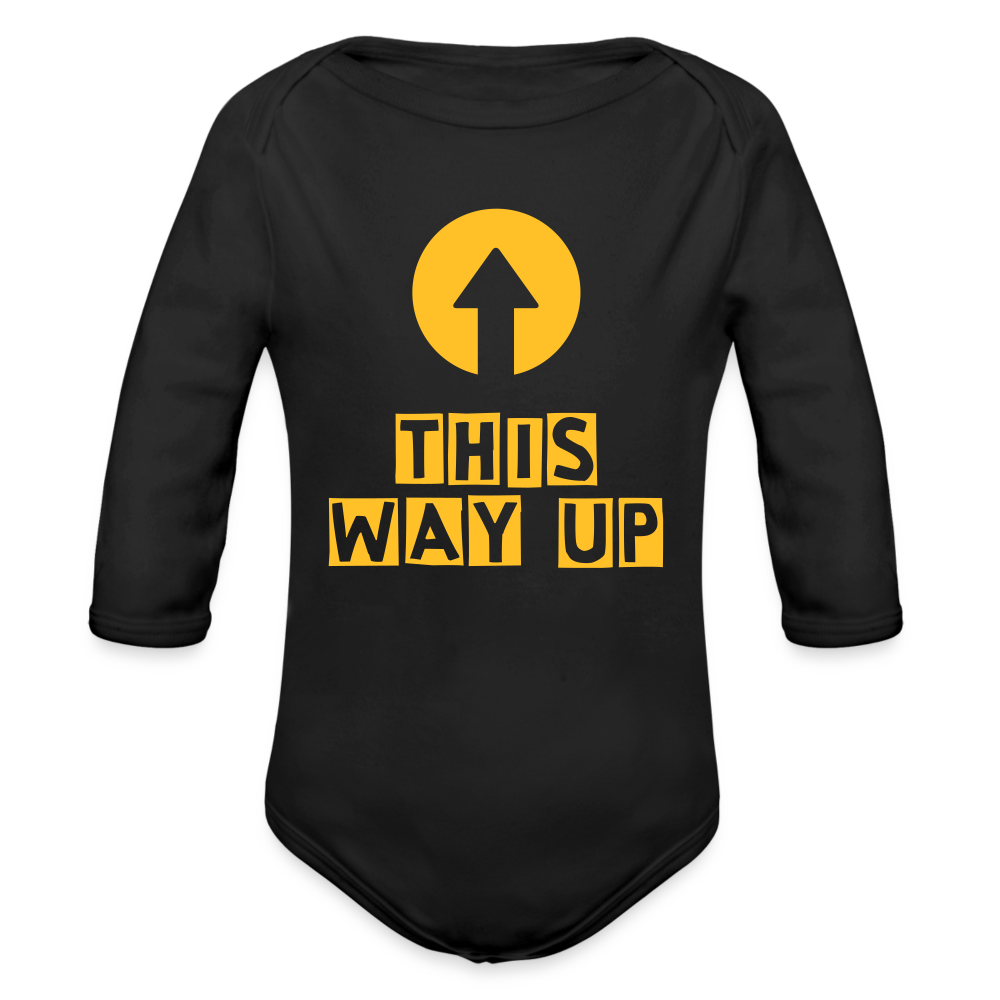 This way up:Organic Longsleeve Baby Bodysuit - black