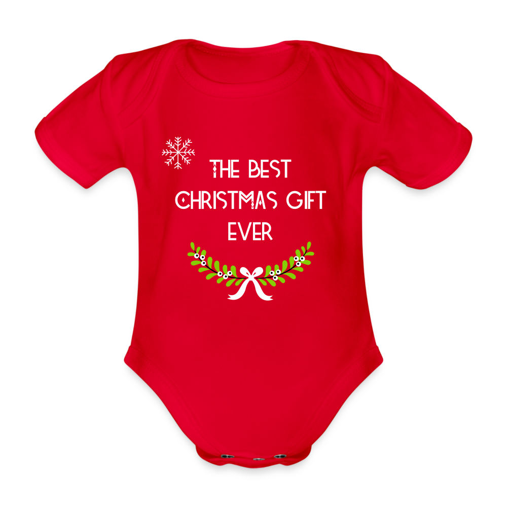 Best Christmas Gift Organic Short-sleeved Baby Bodysuit - red