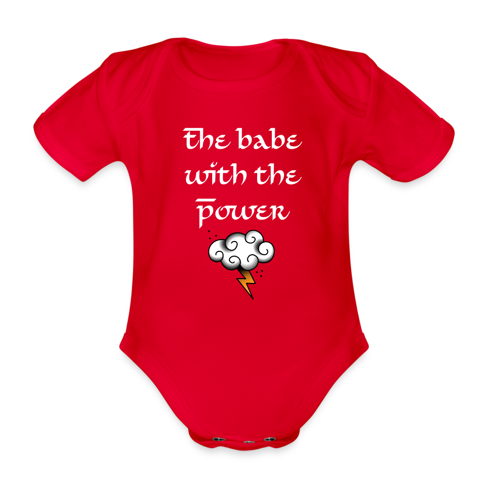 The Babe with the Power: Organic Short-sleeved Baby Bodysuit - red