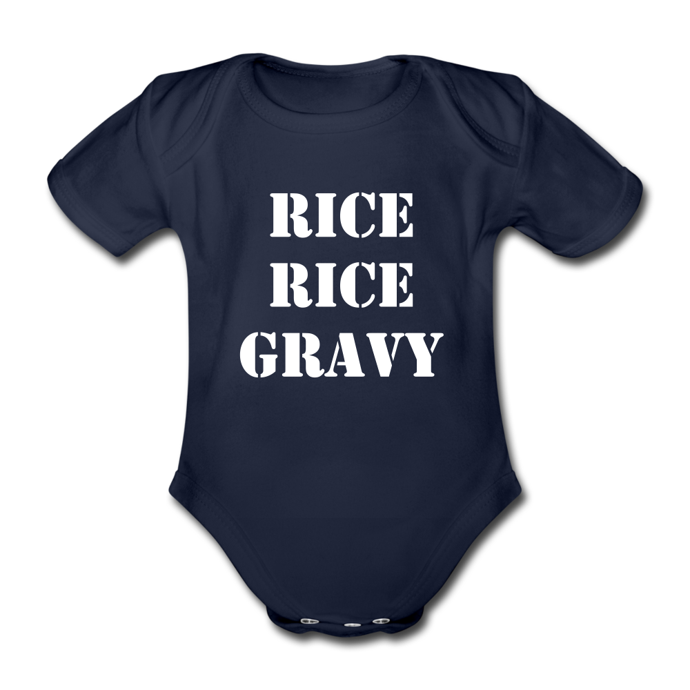 RiceRice. Organic Short-sleeved Baby Bodysuit - dark navy
